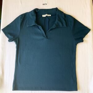 Wild Love Women’s Short Sleeve No-button Polo Shirt Size XL but fit like M,Green